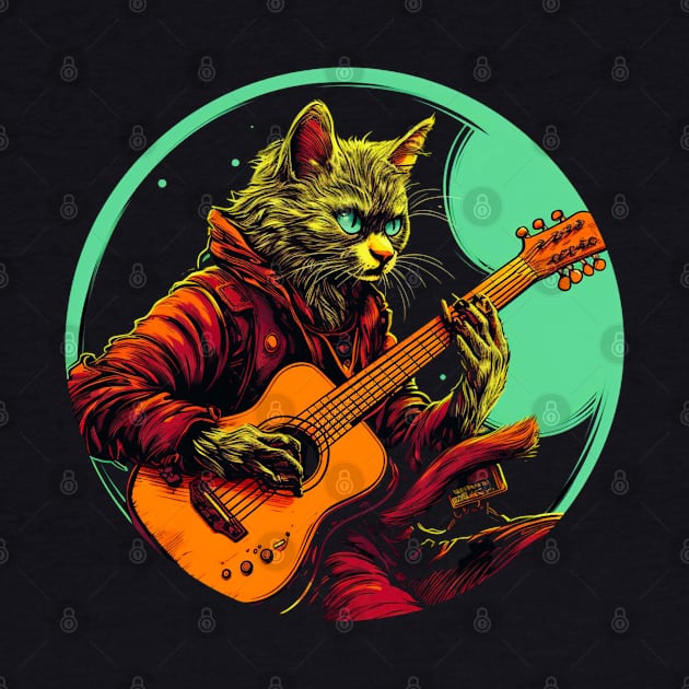 Cat Playing Guitar Funny Cat With Guitar Cute Cat Guitar by OscarVanHendrix